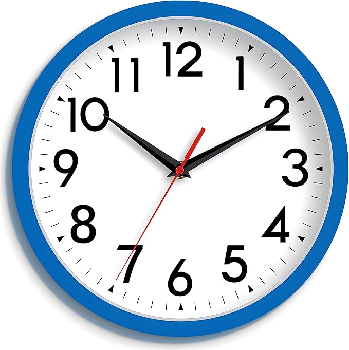 Wall Clock Small Analog 8 Inch Silent Non Ticking Battery Operated Modern Simple Decorative for Kitchen Office Bedroom Bathroom Living Room(Blue)-Ruum Studio Home
