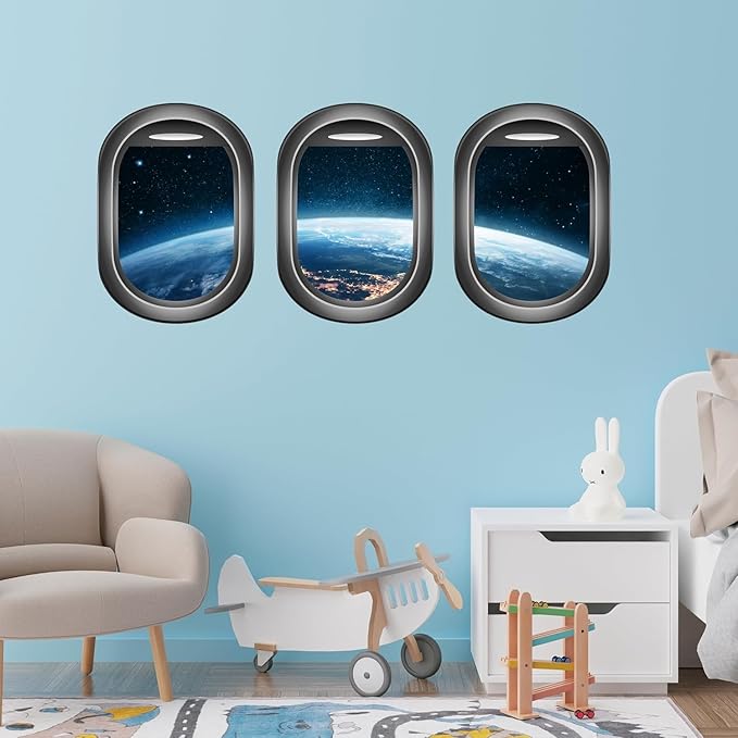 Quanhaigou Glow in The Dark 3D Space Wall Decals, Set of 3 Galaxy Window Stickers for Wall,Planet Themed Room Decor for Kids Boys-Ruum Studio Home