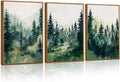 Tinonedraw Misty Forest Framed Canvas Wall Art Set, Modern Pine Trees Wall Painting, Watercolor Nature Foggy Landscape Wall Decor, Neutral Mountain ArtWork for Bedroom Living Room and Office 24"x36"x3-Ruum Studio Home