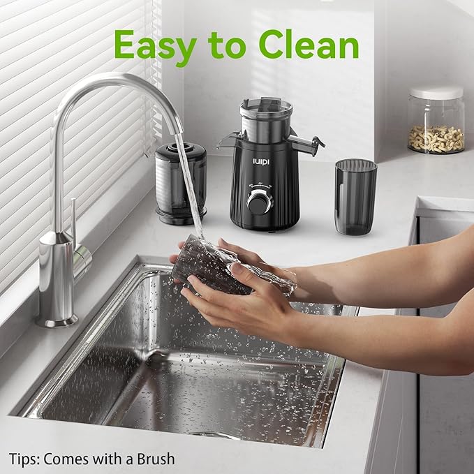 Cold Press Juicer, Slow Masticating Juicer Machines for Whole Vegetable and Fruit, 4.3" Feed Chute, BPA Free, Quiet Easy Clean Juicer to Unlock Fresh & Nutritious Juices (Black)-Ruum Studio Home