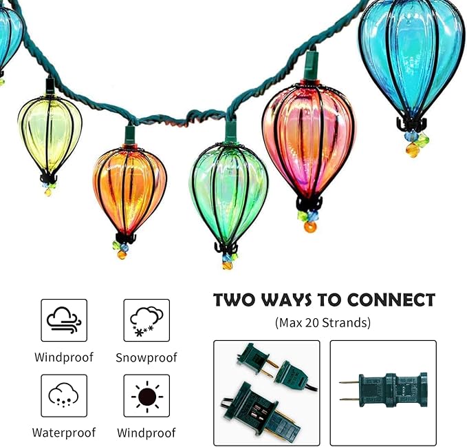 11FT Multicolor String Lights with 10 Bulbs, UL Listed Connectable Waterproof Decorative LED Lights Hanging for Backyard Patio, Indoor/ Outdoor for Christmas Wedding Party Festival Lighting(2pcs)-Ruum Studio Home