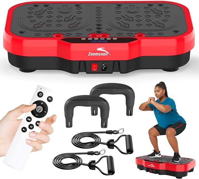 Vibration Plate Exercise Machine, 8000 Vibrations/min Adjustable Fitness Platform, 400 Lbs Capacity Whole Body Workout Extra Large Size Platform with Bluetooth for Weight Loss, Women & Men-Ruum Studio Home