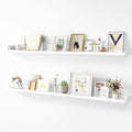 Picture Ledge Shelf, Wood Long Floating Shelves for Wall, Set of 2, 56 inch Picture Ledge Shelves, Photo Ledge Nursery Book Shelves Wall Mounted for Living Room Kids' Room Bedroom, Color White-Ruum Studio Home