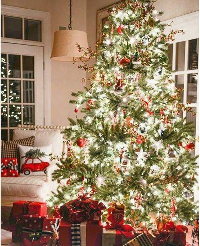 HOME LIGHTING 66ft Christmas Decorative Mini Lights, 200 LED Green Wire Fairy Starry String Lights Plug in, 8 Lighting Modes, for Indoor Outdoor Xmas Tree Wedding Party Decoration (White)-Ruum Studio Home