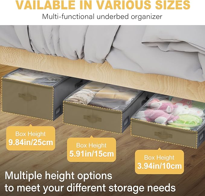 4-Inch Under Bed Storage Containers, Low Profile UnderBed Storage Organizer, Under Crib/Couch Storage Box for Seasonal Clothing, Sweaters, Shoes, Blankets, Wrapping Paper, Sheets & Toys 33"L×17"W×4"H-Ruum Studio Home