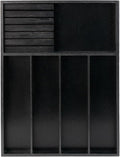 VaeFae Bamboo Silverware Organizer, Utensil Holder for Drawer, Wooden Cutlery Tray with Divider for Kitchen Drawer, Utensil Organizer with Knife Block（Black）-Ruum Studio Home
