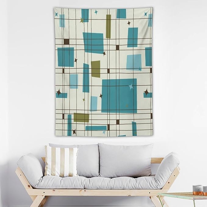 ICMOLYYENLO Boho Medieval Cat Tapestry, Abstract Atomic Starburst Geometric Aesthetic Art Wall Hanging For Bedroom Living Room Dormitory 60x60 Inches-Ruum Studio Home