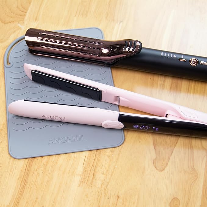 ANGENIL Silicone Heat Mat for Hair Tools - Flat Iron and Curling Iron Pad, Heat-Resistant Travel Case, 9" x 6.5"-Ruum Studio Home