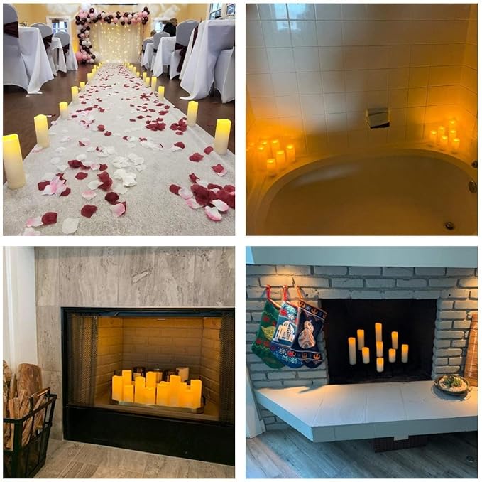 Aignis 12pcs Flameless LED Candles Battery Operated with 10-Key Remote Timer, Outdoor Indoor Waterproof, Warm Flickering Glow for Cozy & Romantic Home/Wedding/Holiday Décor(D2.2''xH4/5/6/7'')-Ruum Studio Home