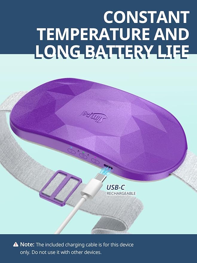 Slimpal AI Portable Heating Pad for Period Cramps, AI Smart Chip Long Safe Heat, Electric Cordless Back Belly Heating Pad for Menstrual Relief, Wearable Heat Belt Gifts for Her Women Girl, Dark Violet-Ruum Studio Home
