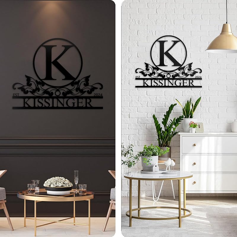 Personalized Metal Signs | Metal Name Sign | Split Letter Monogram | Home Decor Sign | Metal Wall Art | Last Name Sign | Outdoor Decor Sign | Personalized Wedding Gift | Housewarming Gift-Ruum Studio Home