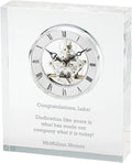 THINGS REMEMBERED Engraved Crystal Skeleton Desk Clock (Free Customization)-Ruum Studio Home