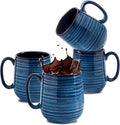 Hasense Coffee Mug Set of 4, 12 Ounce Ceramic Coffee Cups with Handle, Large Mug Set for Coffee, Tea, Chocolate, Modern Mug Gift for Men and women, Dishwasher & Microwave Safe(Blue)-Ruum Studio Home