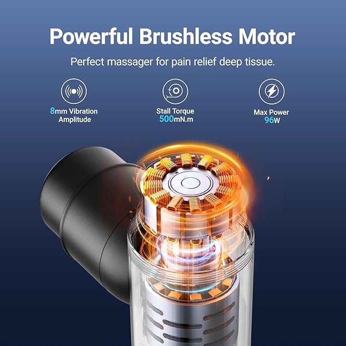 MERACH Mini Massage Gun with 8mm Amplitude, Percussion Massage Tools with 5 Massage Heads, Portable Hand Held Muscle Massagers for Pain Relief Deep Tissue, Cool Gifts for Mens and Women (Black)-Ruum Studio Home
