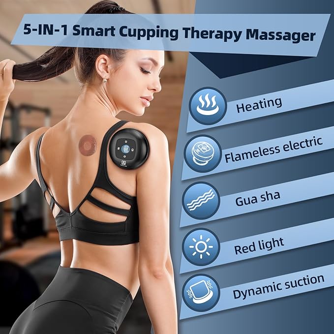 2 Electric Cupping Therapy Set, 5-in-1 Smart Cupping kit with Red Light Therapy, Gua Sha Massage Tool, Relieves Neck Shoulder Back Aches Muscle Soreness, Improves Blood Circulation-Ruum Studio Home