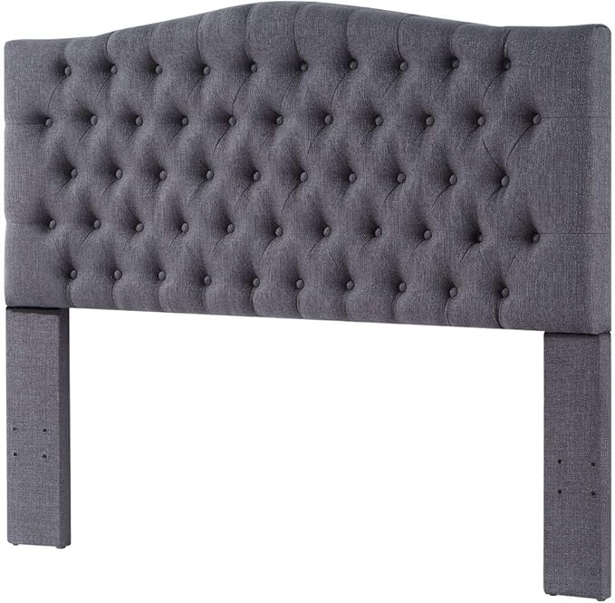 24KF Upholstered Tufted Button Linen Fabric Headboard,Comfortable Fashional Headboard Queen/Full Size,Dark Gray-Ruum Studio Home