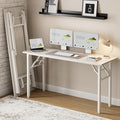 Frylr Small Folding Computer Desk – Portable 55.1 Inch Foldable Laptop Table, Collapsible and Compact for Easy and Fast Setup, Lightweight for Small Spaces, Home Craft and Study Use, White Ash-Ruum Studio Home