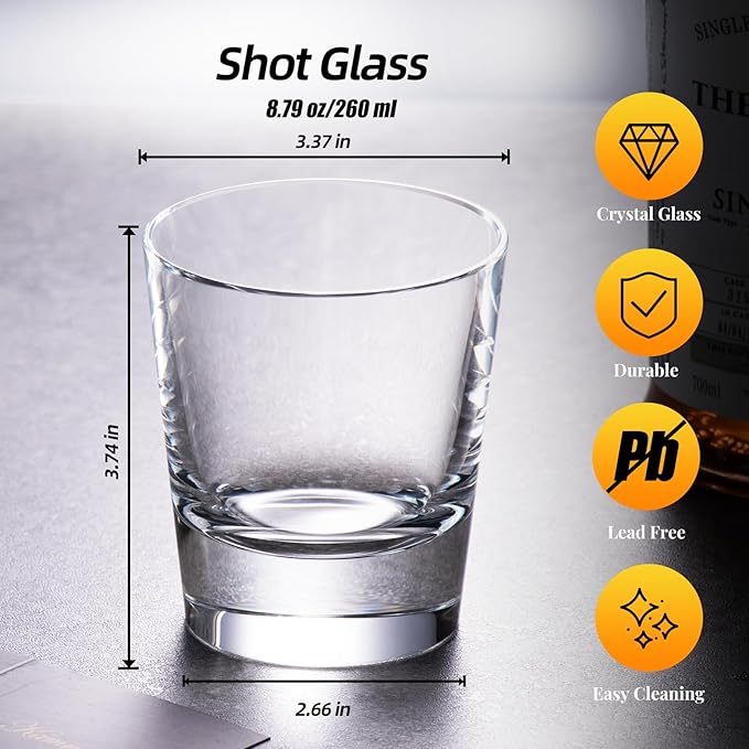 KAMMAK Crystal Whiskey Glasses Set of 2, Hand Blown 8.79oz Old Fashioned Glasses Stemless, Luxury Handcrafted Cocktail Glasses, Scotch Cup for Women, Men Gift for Rocks, Bourbon, Bar Barware-Ruum Studio Home