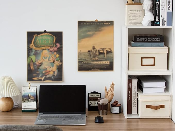 StorageWorks Storage Bins with Lids, Decorative Storage Boxes with Lid and PU Handles, Foldable Storage Baskets for Closet, Shelves, Stackable, Ivory, Medium, 3-Pack-Ruum Studio Home