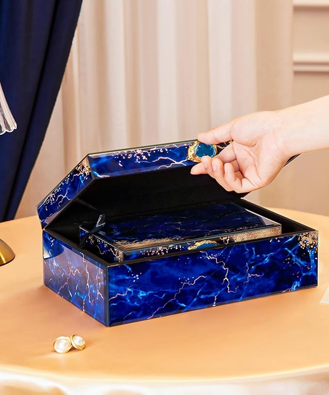 Homde Glass Decorative Storage Box: Set of 2 Boxes for Home Decor - Large Organizer with Lids for Decorations-Ruum Studio Home