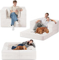 Folding Bean Bag Chair for Adults,3-in-1 Bean Bag Couch Faux Fur Floor Sofa Large Beanbag Convertible Bean Bag Sofa Bed with Pillow in Bedroom,Living Room,Apartment(Twin,Milky White)-Ruum Studio Home