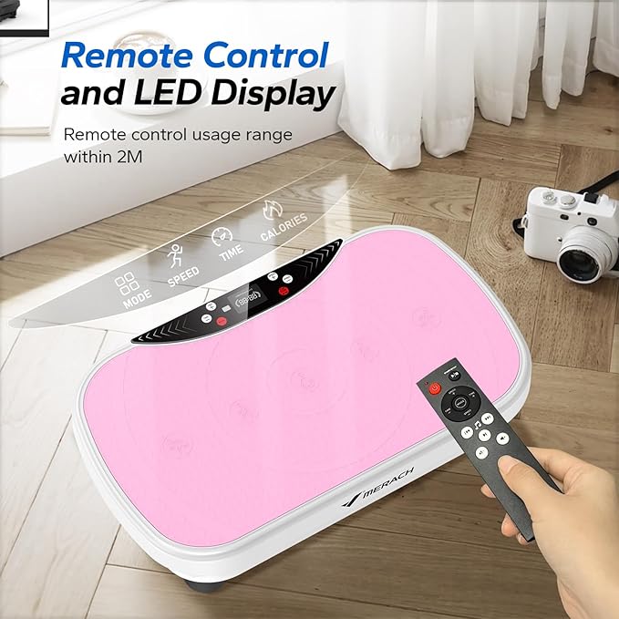 MERACH Vibration Plate Exercise Machine, Vibration Plate for Lymphatic Drainage Weight Loss, Vibrating Plate Exercise Machine with Bluetooth and LED Display, Workout Equipment for Women Men Home-Ruum Studio Home