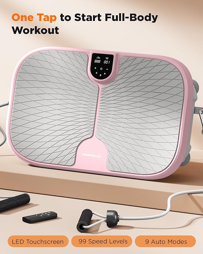 FEIERDUN Vibration Plate Exercise Machine, 400 LBS Capacity Vibration Plate for Lymphatic Drainage, Max Space for Whole-Body Workout & Relaxation at Home-Ruum Studio Home