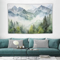 HZOHNAGO Mountain Tapestry Misty Green Forest Mountain Pattern Printed Wall Tapestry Wall Hanging for Bedroom Living Room Dorm 60" W x 40" H-Ruum Studio Home