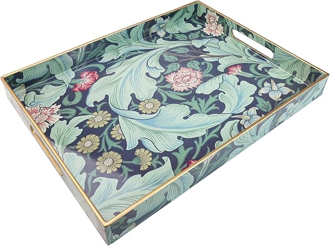 Spsyrine Serving Tray with Handles, Plastic Decorative Tray for Coffee Table, Living Room, Home Decor, Leicester-Ruum Studio Home