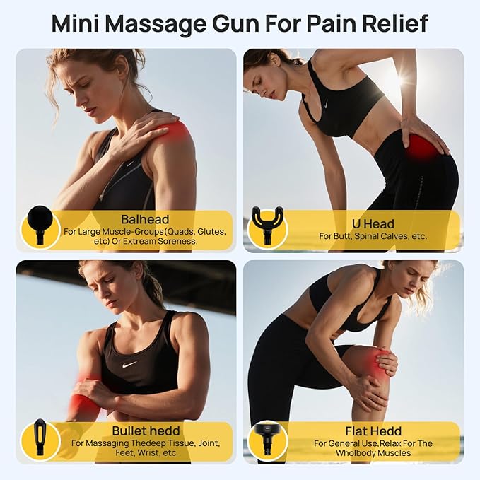Massage Gun Mini, Electric Muscle Massager Deep Tissue, Compact Travel Size Handheld Percussion Massage Gun for Back, Shoulders, Full Body Recovery and Pain Relief, Birthday Gifts for Men Women-Ruum Studio Home