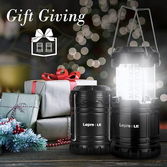 Lepro LED Camping Lanterns Battery Powered, Collapsible, IPX4 Water Resistant, Outdoor Portable Lights for Emergency, Hurricane, Storms and Outages-Ruum Studio Home