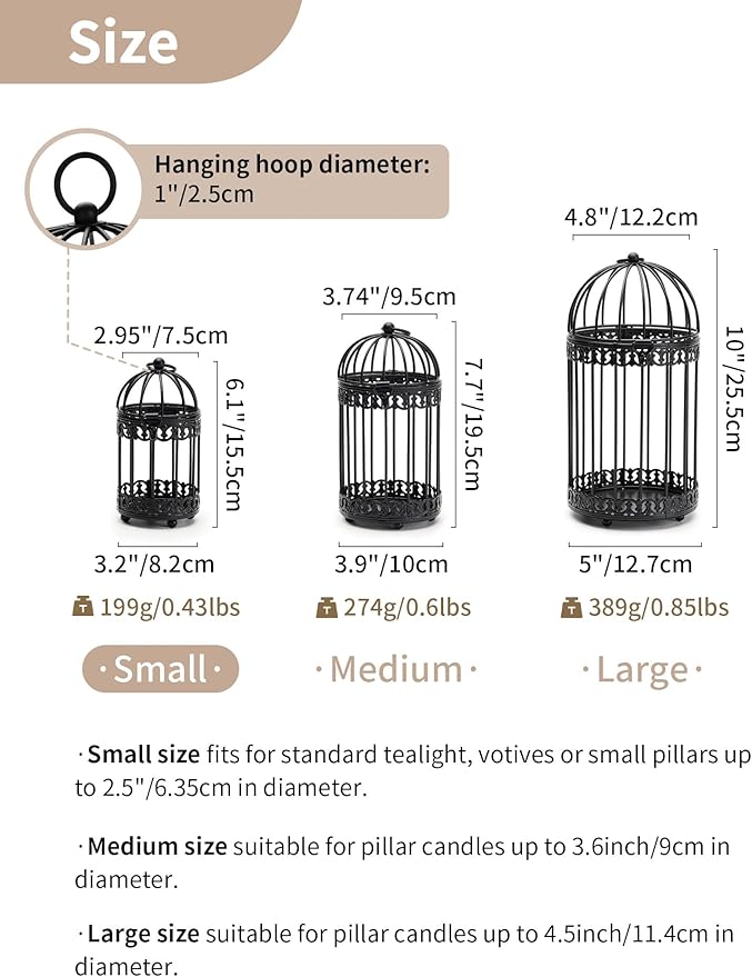 NUPTIO Vintage Bird Cage Decor: Decorative Bird Cage Candle Holder for Table - Hanging Metal Small Birdcage Tealight Votive Holders for Christmas Bridal Shower Centerpiece 6 Inch H-Ruum Studio Home