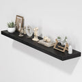 Floating Shelves for Wall, 55"W x 9.3"D x 1.5"H, Long Wooden Wall Mounted Display Shelves with Invisible Brackets for Living Room, Bedroom, Bathroom, Kitchen Decor and Storage, Set of 1, Black-Ruum Studio Home