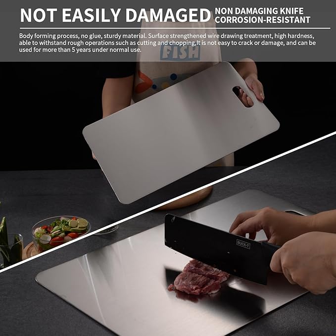 Katuchef Titanium Cutting Board 2025 New Upgrade Pure Titanium Cutting Boards for Kitchen Double Sided Cutting Boards Non Toxic,Hygiene Durable Chopping Board Suitable for Dishwasher Safe(11.4 * 7.9)-Ruum Studio Home