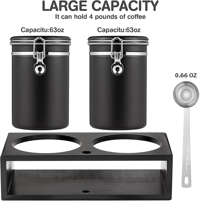 Yangbaga Ground Coffee Storage Container with Shelf, 2×63OZ 304 Stainless Steel Coffee and Sugar Container,Airtight Coffee Canisters with Scoop, Food Storage Jars for Kitchen,Nuts,Tea,Sugar-Ruum Studio Home