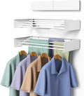 Laundry Drying Rack Collapsible, Wall Mounted Clothes Drying Rack, Space Saving Foldable Drying Rack for Laundry, 23.6" Wide, 11.2 Linear Ft, 4 Aluminum Rods, 60 lb Capacity-Ruum Studio Home