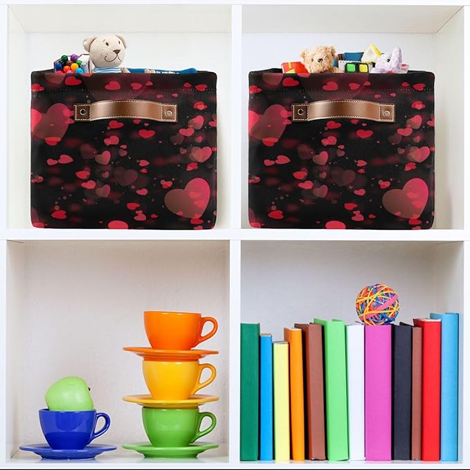 Storage Basket Cube Storage Bins Organizer Bag Collapsible Closet Shelf Baskets with handle for Baby Cloth Pet Toy Book 14.2×10.2×8.3 IN-Ruum Studio Home