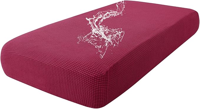 hyha Waterproof Couch Cushion Covers for Pets, Non Slip Sofa Seat Cover for Dogs Washable, Soft Thick Stretch Jacquard Fabric, Sofa Slipcovers with Elastic Bottom (1 Piece for Medium, Wine Red)-Ruum Studio Home