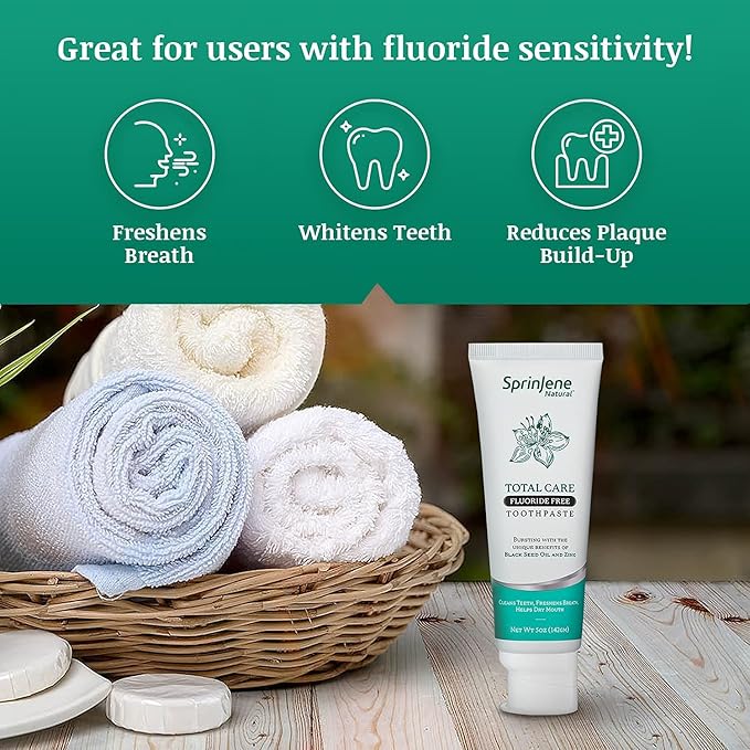 SprinJene Natural Total Care Fluoride Free Toothpaste for Strong Teeth & Gums - Natural Toothpaste to Soothe Dry Mouth & Freshen Breath | 4 Pack-Ruum Studio Home