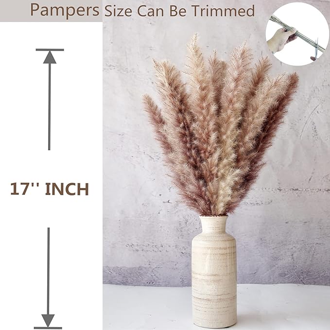 110 PCS Dried Pampas Grass Bouquet, Boho Table Decor, Bunny Tails Dried Flowers, Brown Pompas, White Pampas Grass for Wedding, Home, Rustic Party, Baby Shower Decorations-Ruum Studio Home