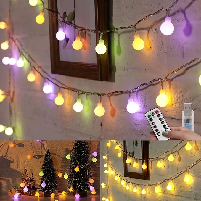 Minetom 33 Feet 100 Led Mini Globe String Lights, USB Fairy String Lights Plug in, 8 Modes with Remote, Decor for Indoor Outdoor Party Wedding Christmas Tree Garden, Warm and Multi-Ruum Studio Home
