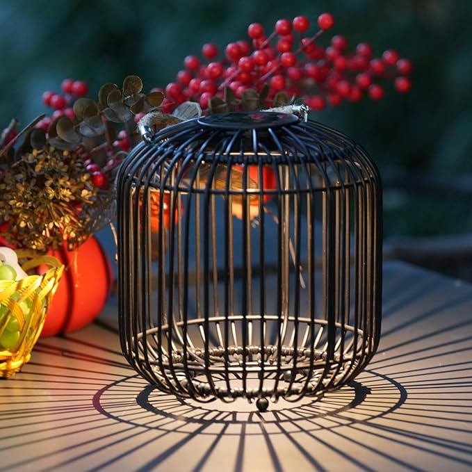 Solar Yard 1-Pack Outdoor Solar Lamp, Water-Resistant Lights for Outside Hanging Lantern Table Lamp Lights Decoration for Garden, Yard, Patio, Porch, Trees, Pathway, Black-Ruum Studio Home