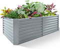Land Guard 8×4×2ft Galvanized Raised Garden Bed, Planter Boxes Outdoor, Raised Garden Beds Outdoor for Vegetables, Flowers, Herbs, 479 Gallons, Modern Gray… B0CWTYXT24-Ruum Studio Home