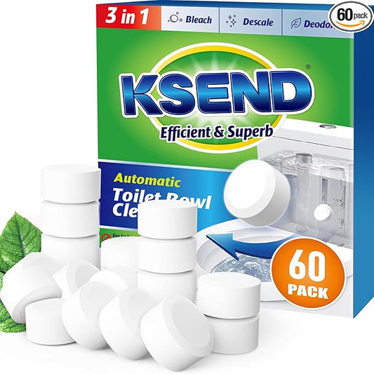 Toilet Bowl Cleaner Tablets - 60 PCS Automatic Bleach Toilet Cleaner Tablets, Slow-Releasing Deodorizing & Descaling, Powerful Bathroom Tank Cleaner-Ruum Studio Home