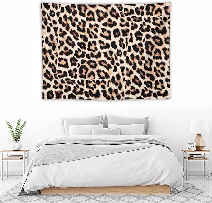 HZOHNAGO Leopard Print Tapestry Rustic Brown Leopard Wild Animal Printed Wall Tapestry Painting Wall Hanging for Bedroom Living Room Dorm 40" W x 30" H-Ruum Studio Home