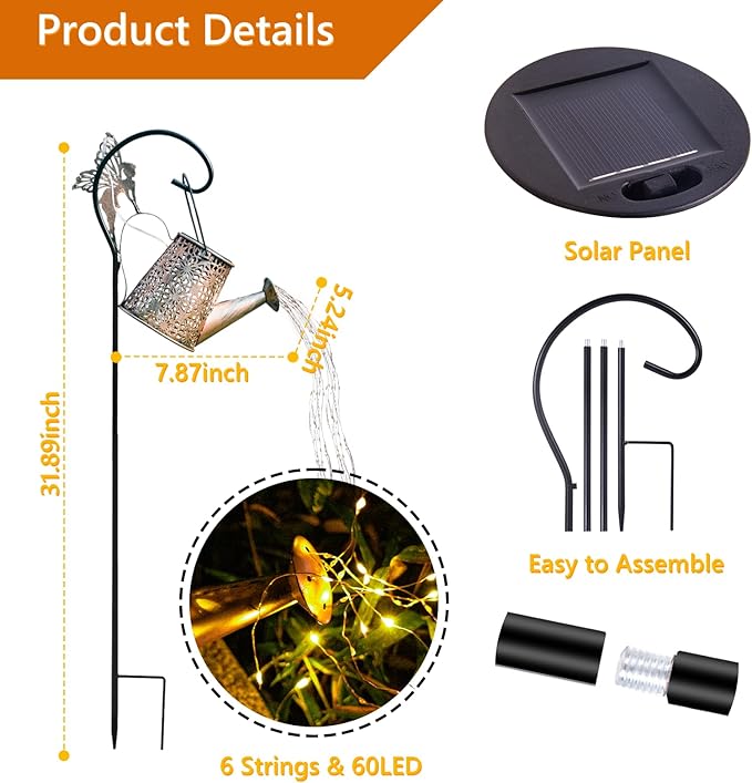 Solar Watering Can Light, Solar Outdoor Decorative,Garden Decor Lights for Yard, IP65 Waterproof Hanging Lantern Landscape Lights, Garden Gifts for Mom, Grandma Women Birthday-Ruum Studio Home
