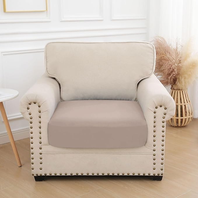 hyha Waterproof Couch Cushion Covers, Stretch Sofa Couch Seat Slipcover for Dog Washable, Non-Slip Waterproof Outdoor Cushion Covers for Patio Furniture Replacement (1 Piece for Small, Taupe)-Ruum Studio Home