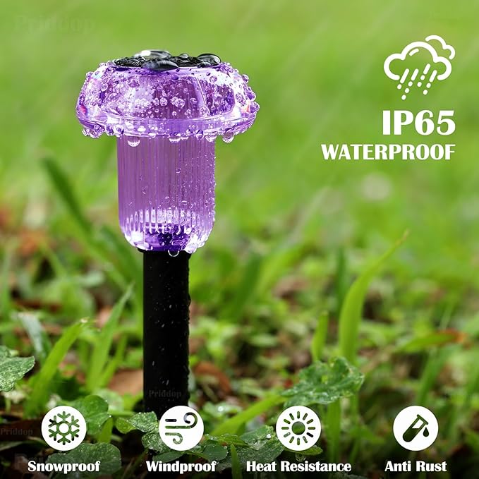 Halloween Solar Lights Outdoor 16 Pack Purple LED Waterproof Mushroom Outside Lights for Yard Garden Patio Pathway Walkway Landscape Halloween Decorations-Ruum Studio Home