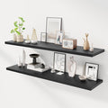 55" Floating Shelves for Wall, 12" Deep Slim Black Floating Shelves, Wall-Mounted Shelves for Bedroom, Living Room, Kitchen, Bathroom - Set of 2-Ruum Studio Home