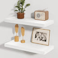 Fun Memories White Floating Shelves, 8 Inch Deep Wall Shelves Set of 2, Rustic Deep Shelves for Wall Storage, 24 x 8 Floating Shelves, 8" Deep White Shelves for Bedroom, Living Room, Kitchen-Ruum Studio Home